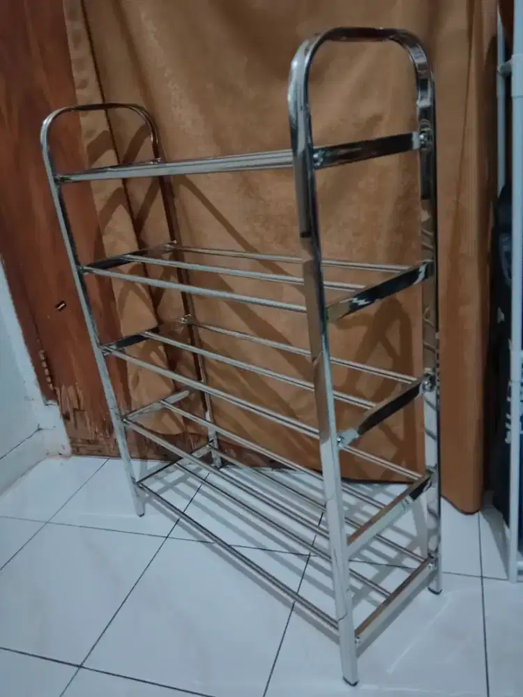 Rak Sepatu Serbaguna Stainless Steel 5susun Kuat,Kokoh,Anti Karat!