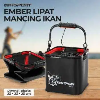 Ember Lipat Mancing Ikan Folding Bucket Handle 23x23x23cm