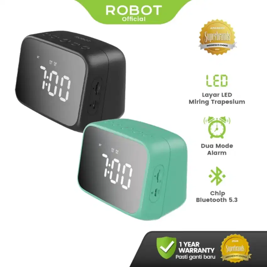 ROBOT RB170 Speaker Bluetooth Powerful Bass Alarm Clock & LED Display
