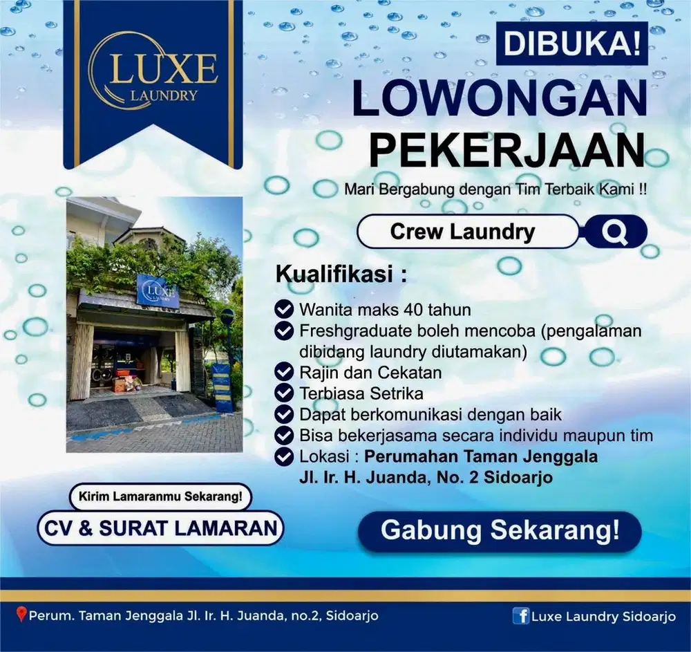 LOWONGAN KERJA LUXE LAUNDRY
