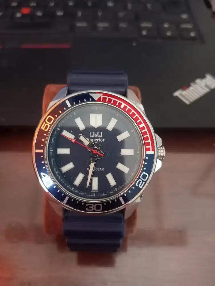 Q&Q Diver Pepsi Original – Like New, Jarang Pakai!