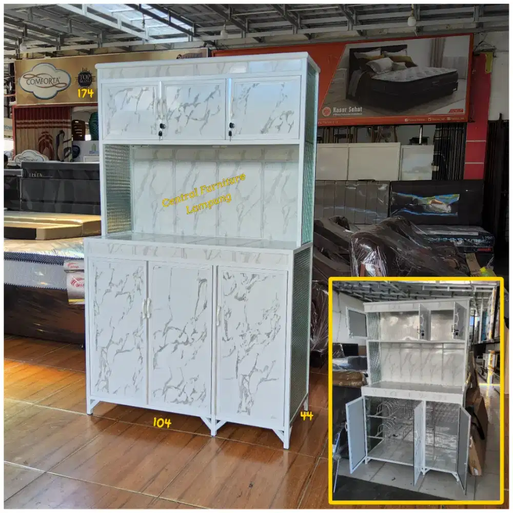 Rak Piring Almunium 3 Pintu Pipa besar Murah