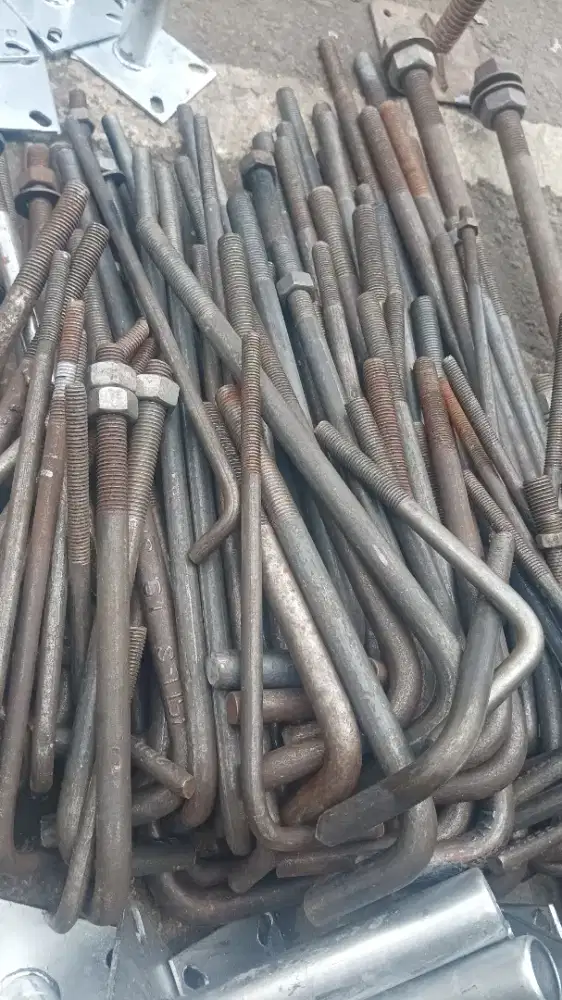 Angkur L besi hitam polos st37 m12, m16, m19, m22 dan m25 plus 2mur