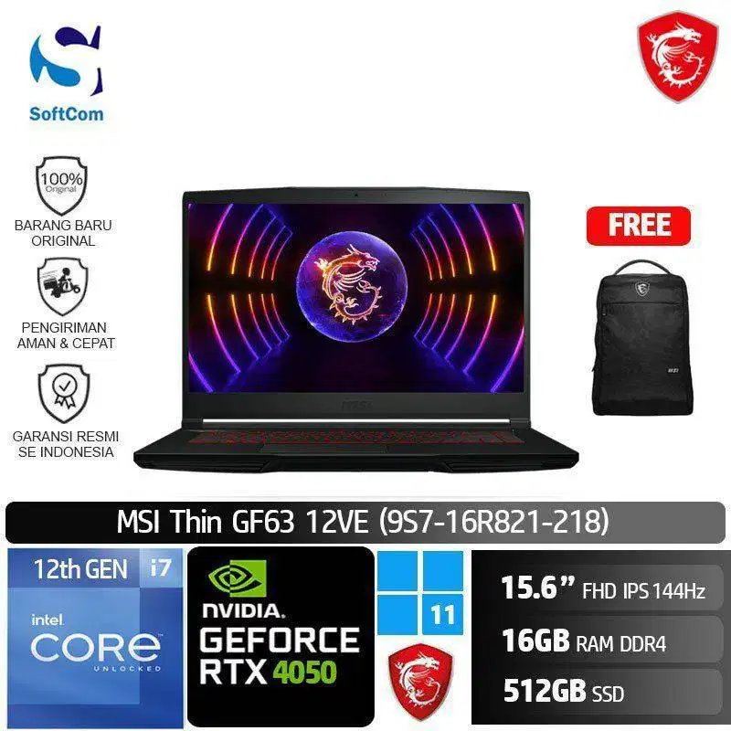 laptop gaming Msi GF63 Thin 12VE  i7-12650H RTX 4050