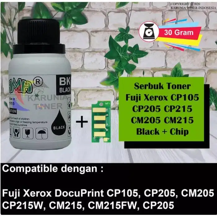 Serbuk Toner Fuji xerox + CHIP CP105 CP205 CP215 CM205 CM215 - Hitam