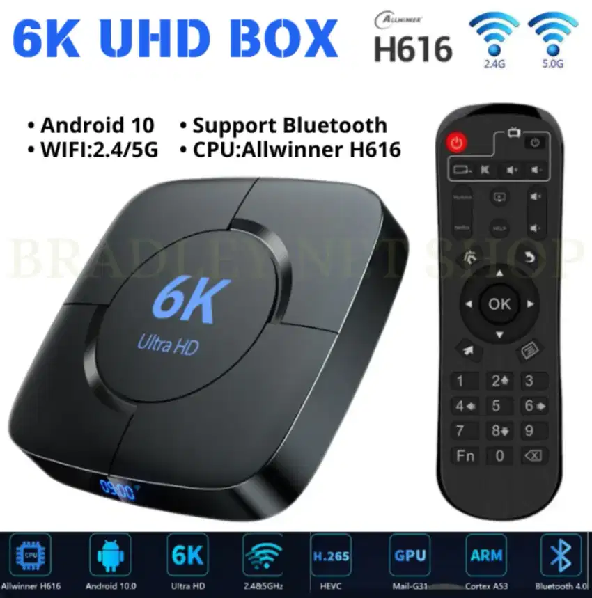 Stb android box 6K UHD Full Apps (Unit Baru)