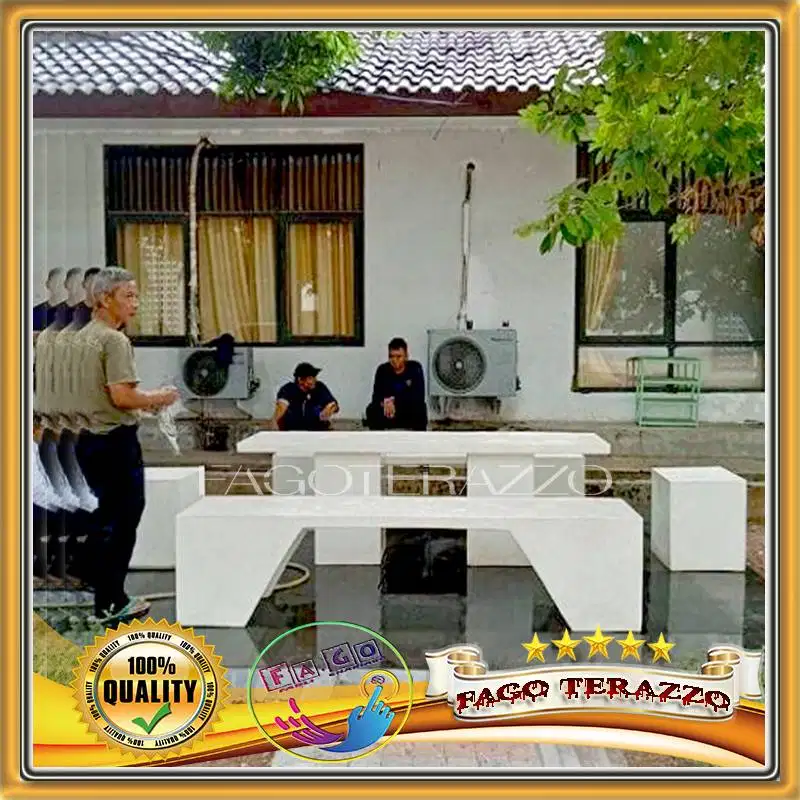 MEJA TAMAN TERASO NATURAL 1 SET ORIGINAL TERAZZO Furniture