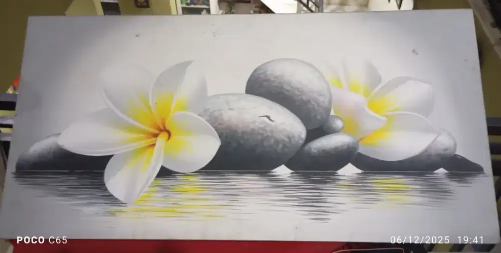 Hiasan Dinding painting bunga UK 120 x 60 cm bahan kayu dan Kanvas