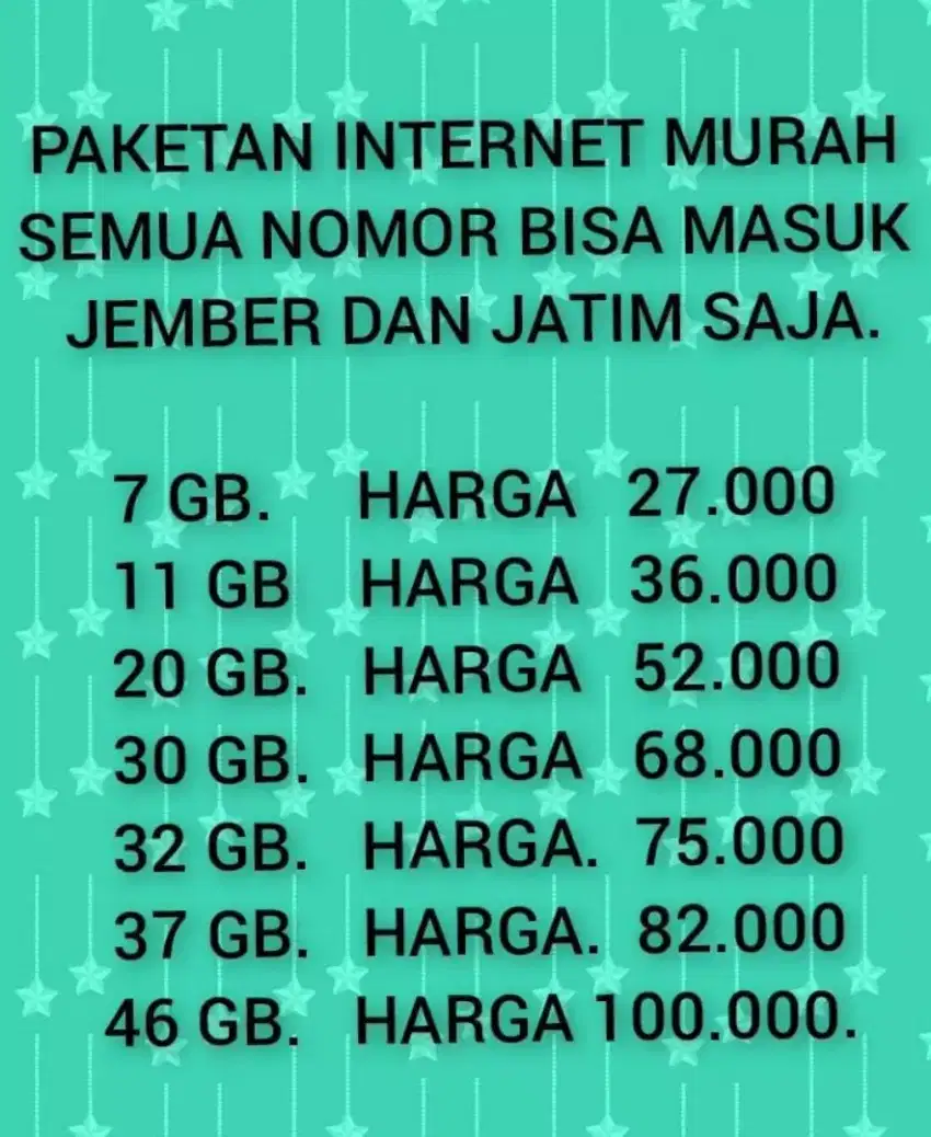 PAKETAN INTERNET MURAH MASA BERLAKU 30 HARI.