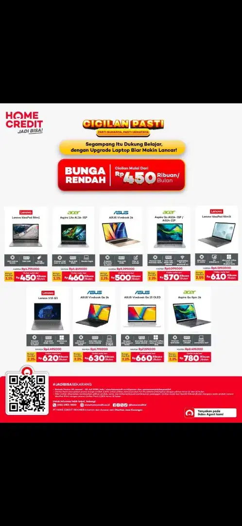 Promo cicilan bunga rendah Laptop untuk sekolah atau kerja