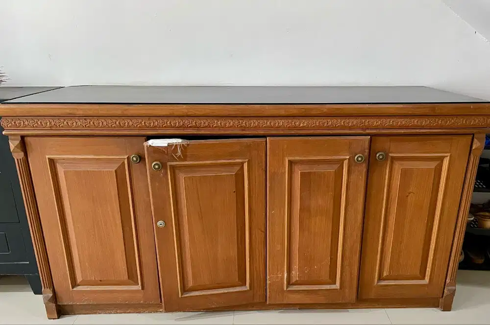 Lemari Dapur - Kabinet Dapur Rak Piring Kayu Jati