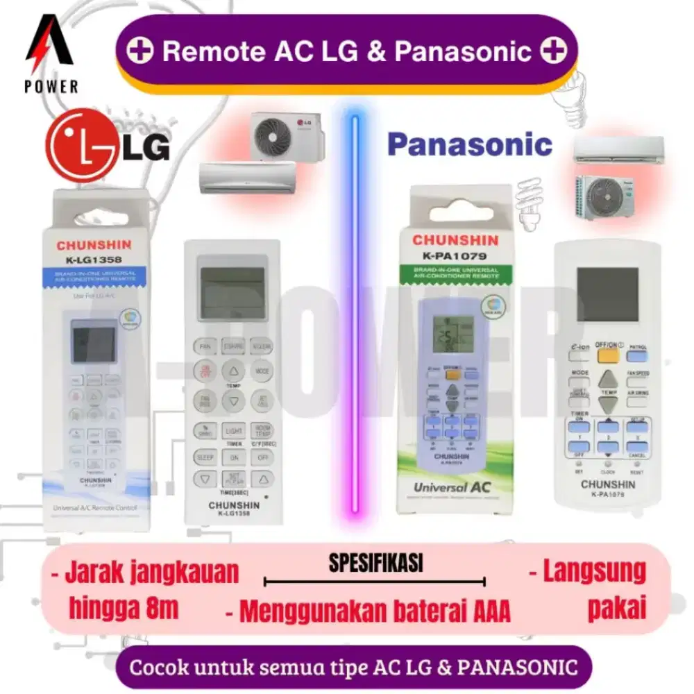 Chunshin - Remote AC LG & Panasonic (langsung pakai)