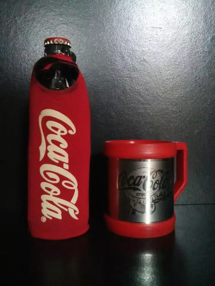 Coca cola mug + cola bottle holder cooler