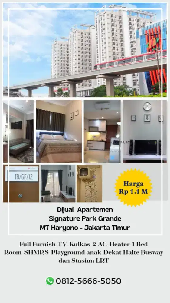 Dijual Apartemen Signature Park Grande JL. MT Haryono Jakarta Selatan