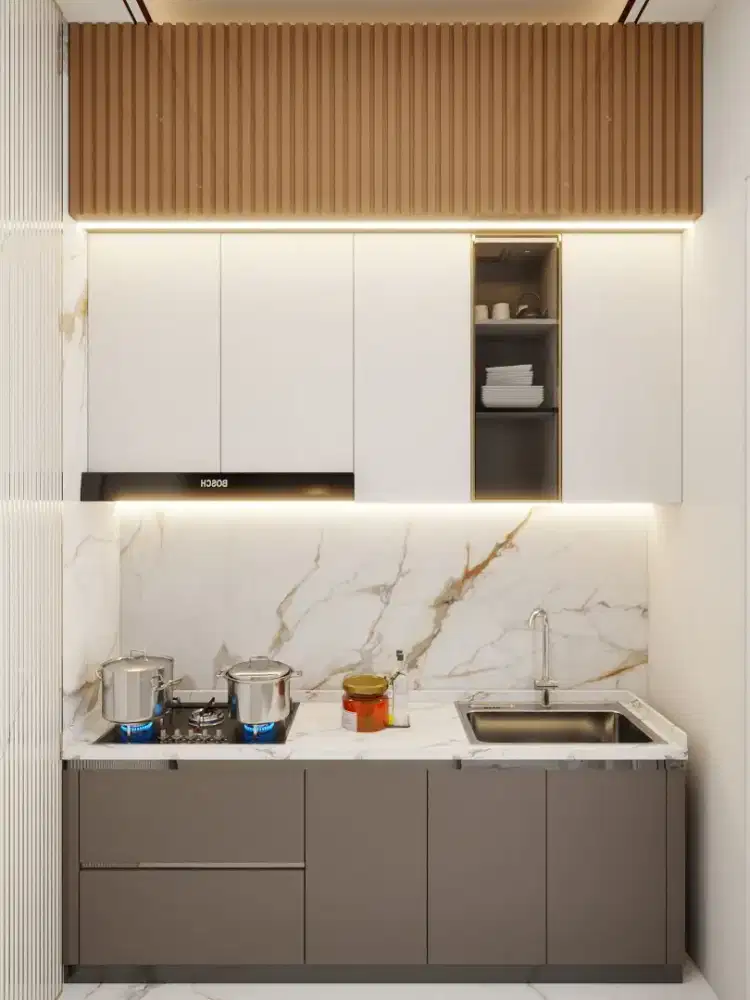 Dekorasi rumah interior rumah kichet set minimalis