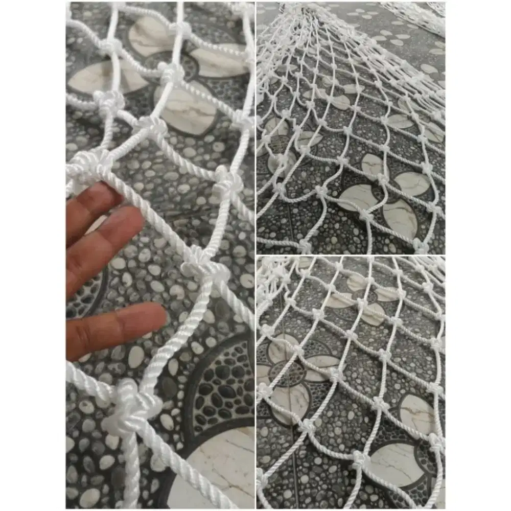 jaring tali nilon 6mm ikat simpul, jaring pengaman, jaring safety net