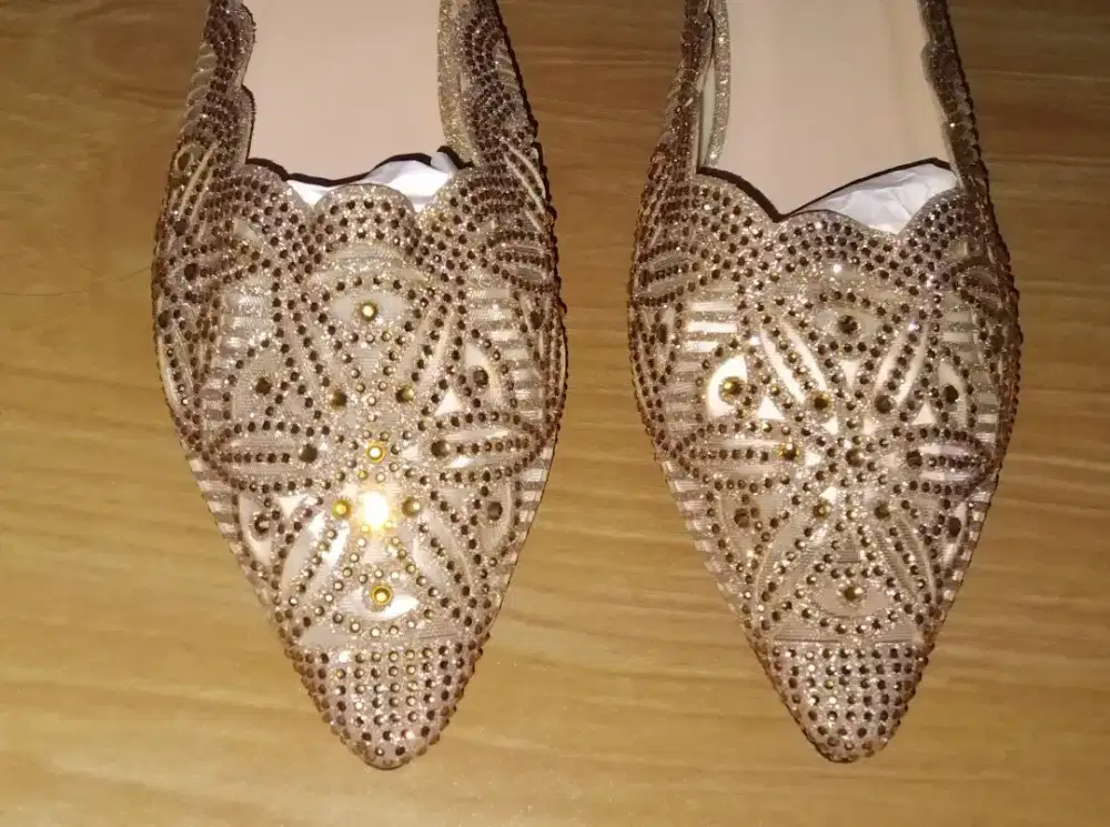 Sandal Selop Wanita Brukat Glitter Spaletti