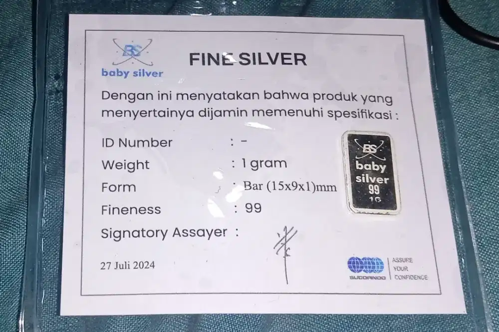 Logam perak 1 gram Baby Fine Silver