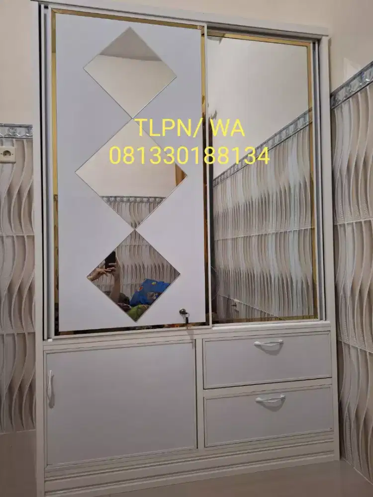 Lemari sliding aluminium,minimalis,kuat,kokoh bisa CUSTOM+Gratis Ongki