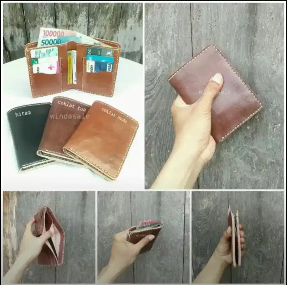 dompet kulit jahitan tangan full model berdiri