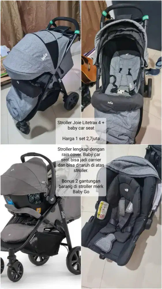 Stroller JOIE Litetrax 4 Plus Baby Carseat Lengkap Mulus