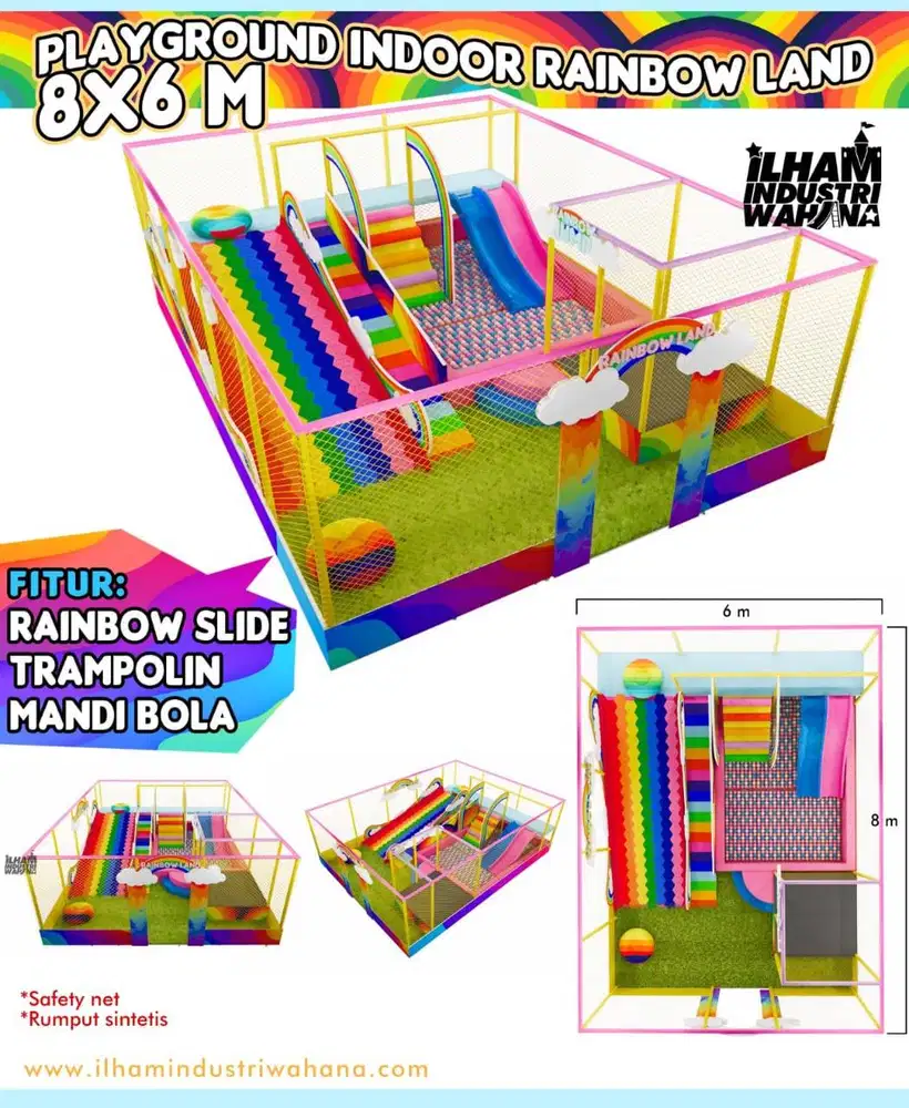 open order playground indoor perosotan fiber lengkap rainbow slide