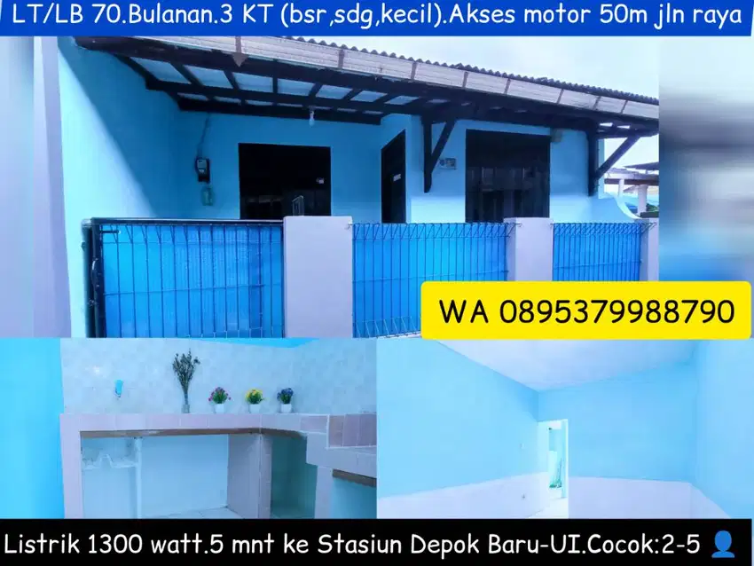 Kontrakan 2-3 KmrTdr, WC duduk_Dkt UI,PNJ.30-40' ke St.Tebet-Cikini/CL