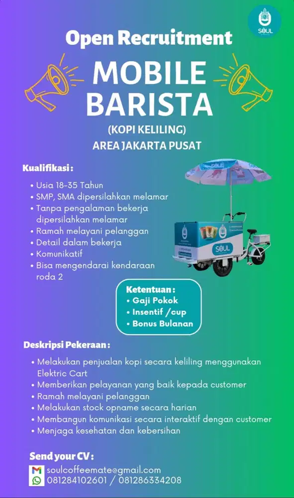 Lowongan Kerja Barista Mobile (Rider)