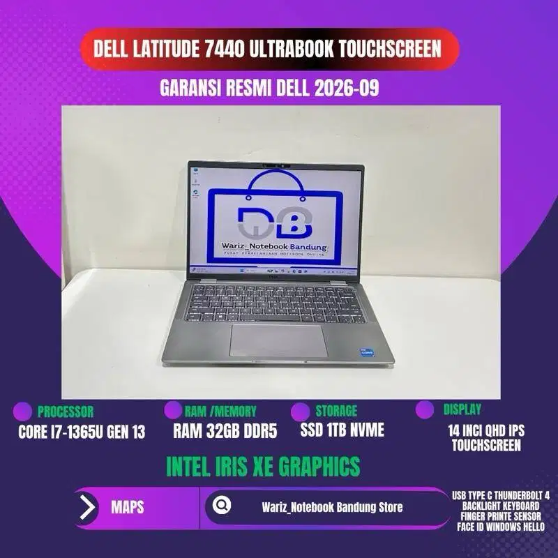 DELL LATITUDE 7440 TOUCHSCREEN Core i7-1365U GEN 13 RAM 32GB DDR5