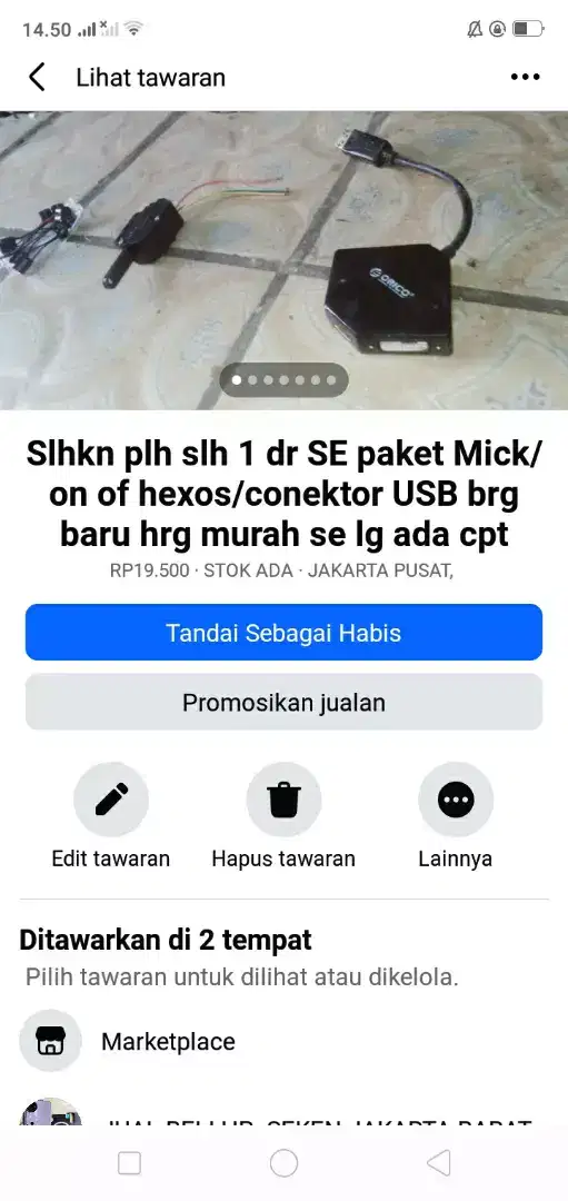 Slhkn plh slh 1 dr konektor USB atau sblh nya kond normal hrg murah sj