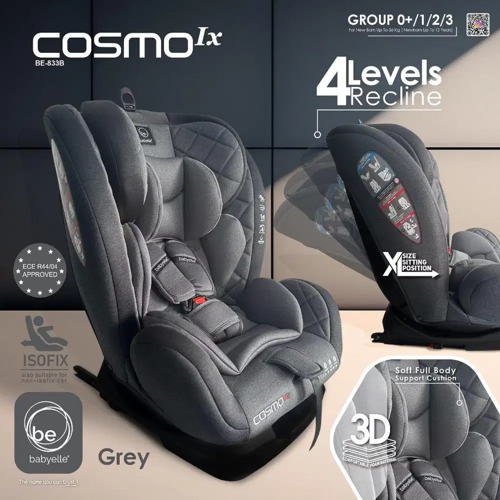BABYELLE CAR SEAT COSMO IX - GREY - NO BOX