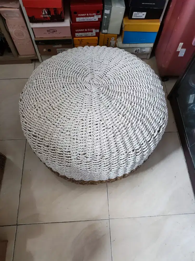 Kursi Bulat, Kursi Lantai, Anyaman, Seagrass