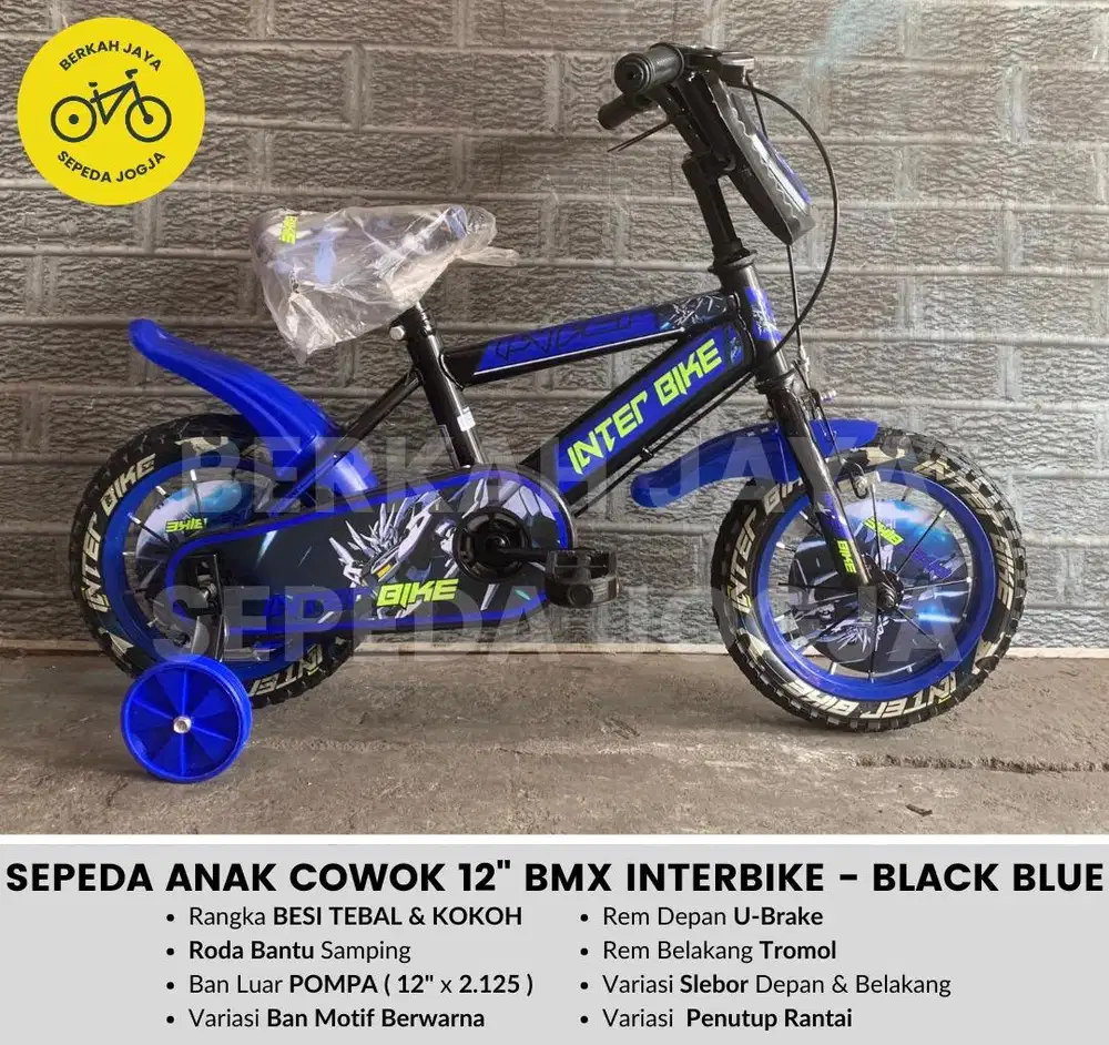 BARU Sepeda Anak Cowok 12” inch BMX Velion Interbike Ban POMPA