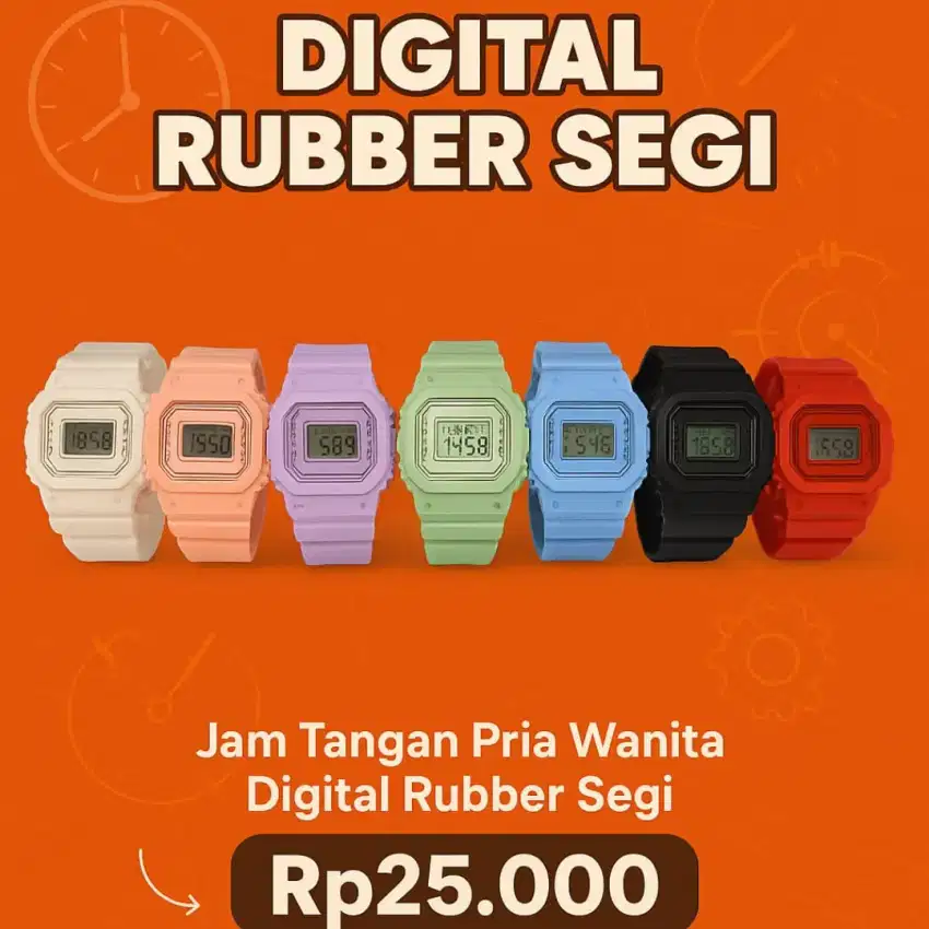 Jam Tangan Pria Wanita Digital Rubber Segi Murah Karet New Design