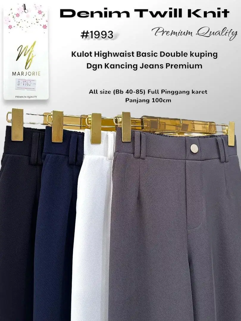 Celana Premium MJ Marjorie Kancing Jeans Denim Twill Knit