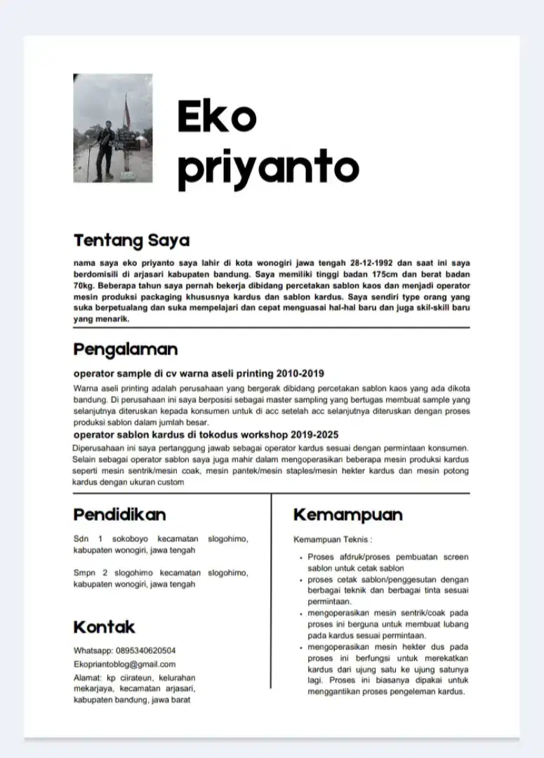 Cari loker Operator sablon kaos, plastik, kardus dll