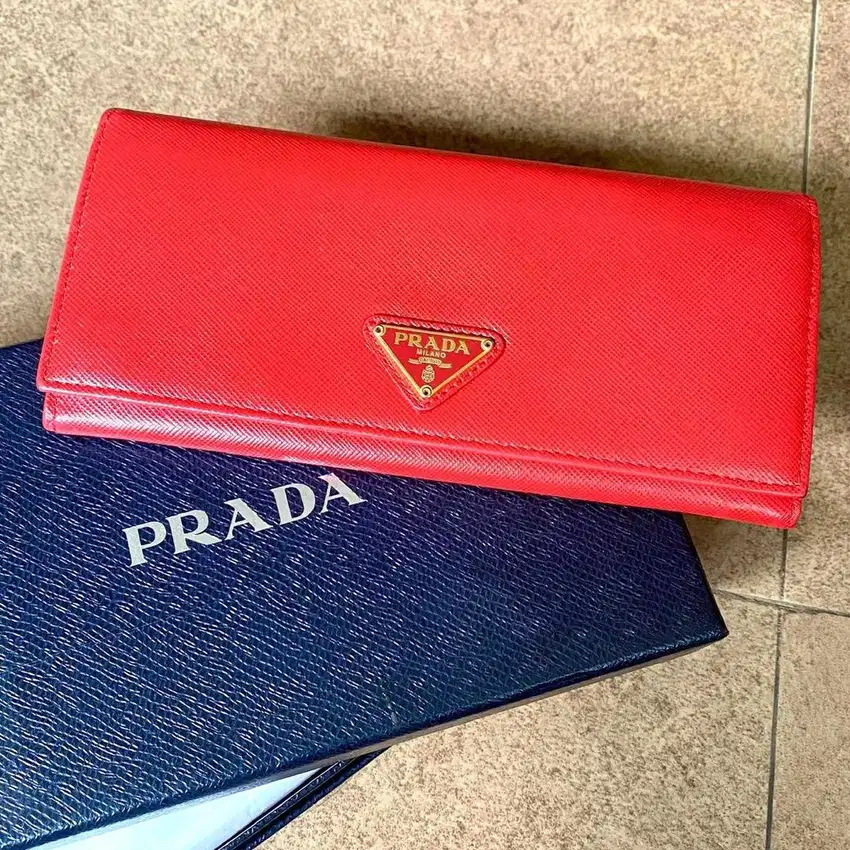 Prada RED GHW Saffiano Wallet