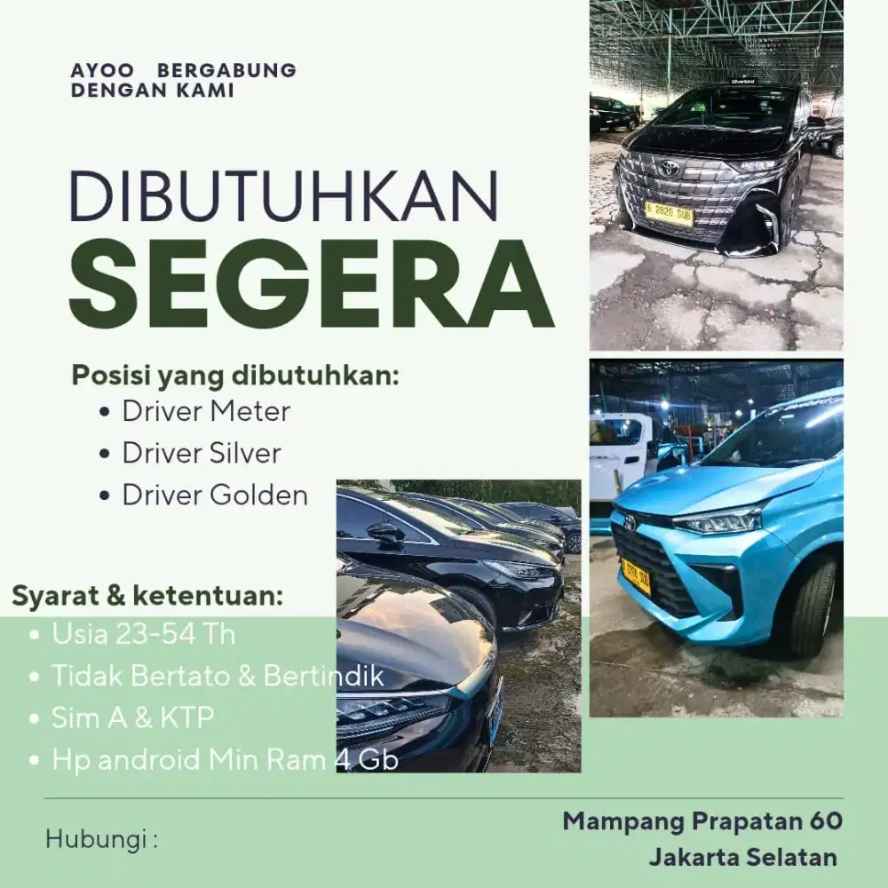 Dibutuhkan segera driver taxi!