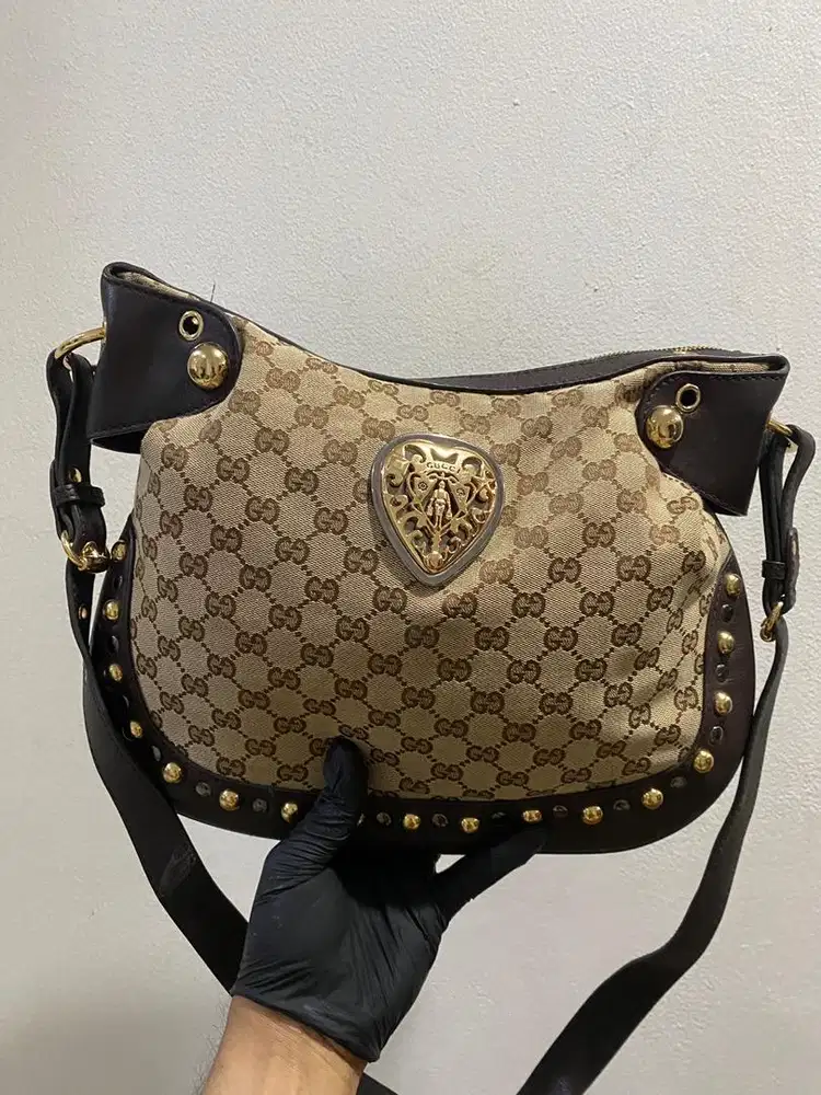 Tas gucci hobo shoulder bag canvas muluss good quality