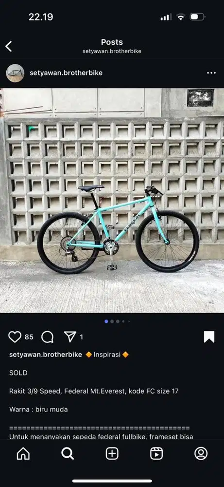 Sepeda Federal Mt. Everest bike 3/9 Speed Size 17