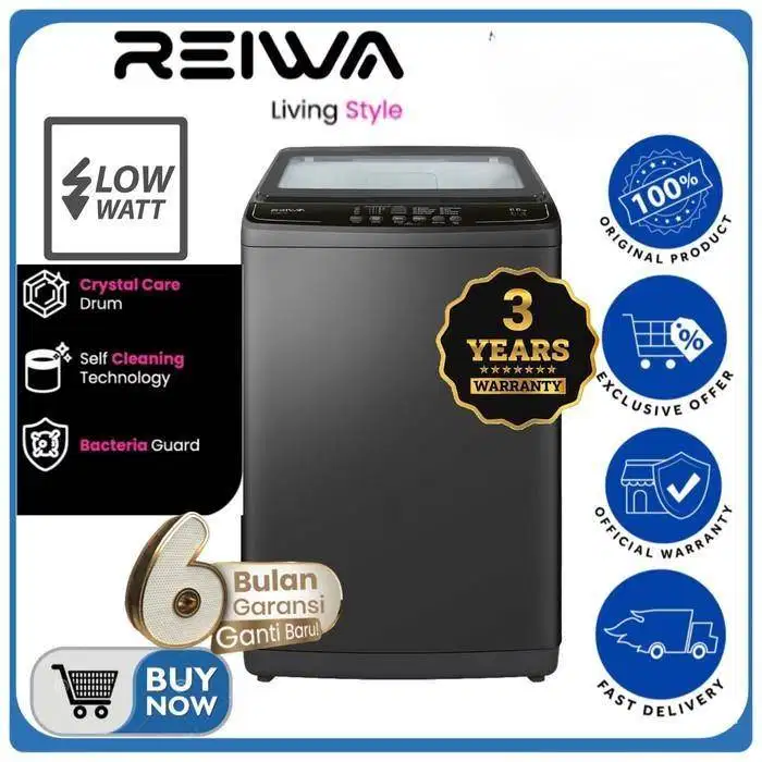 REIWA MESIN CUCI 1 TABUNG TOP LOADING 11KG SUPER LOW WATT MESIN CUCI R