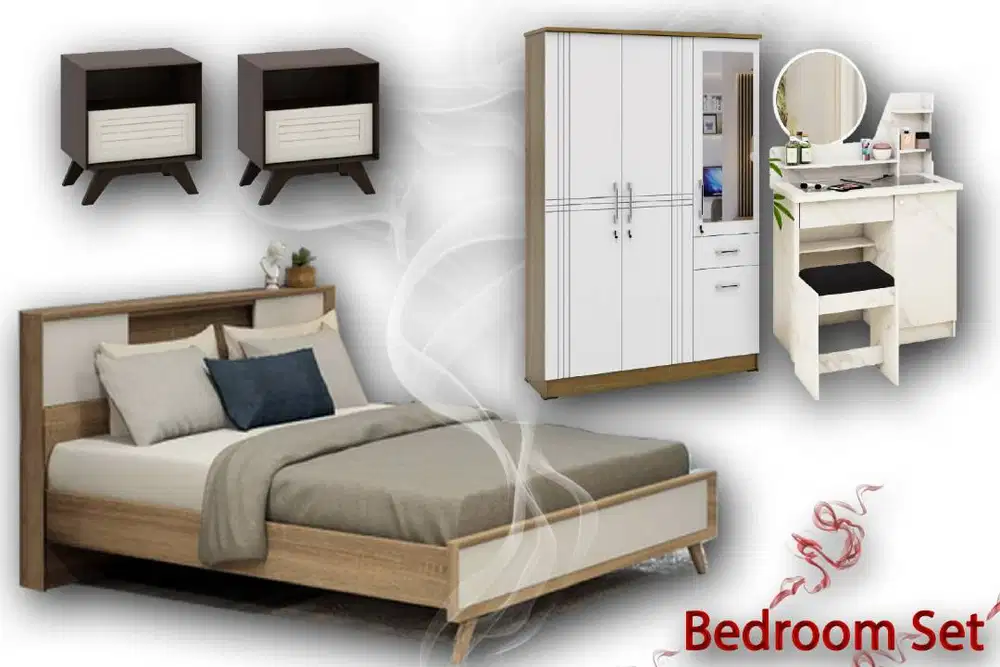 Bedroom Set (ranjang, nakas, lemari pakaian, meja rias)