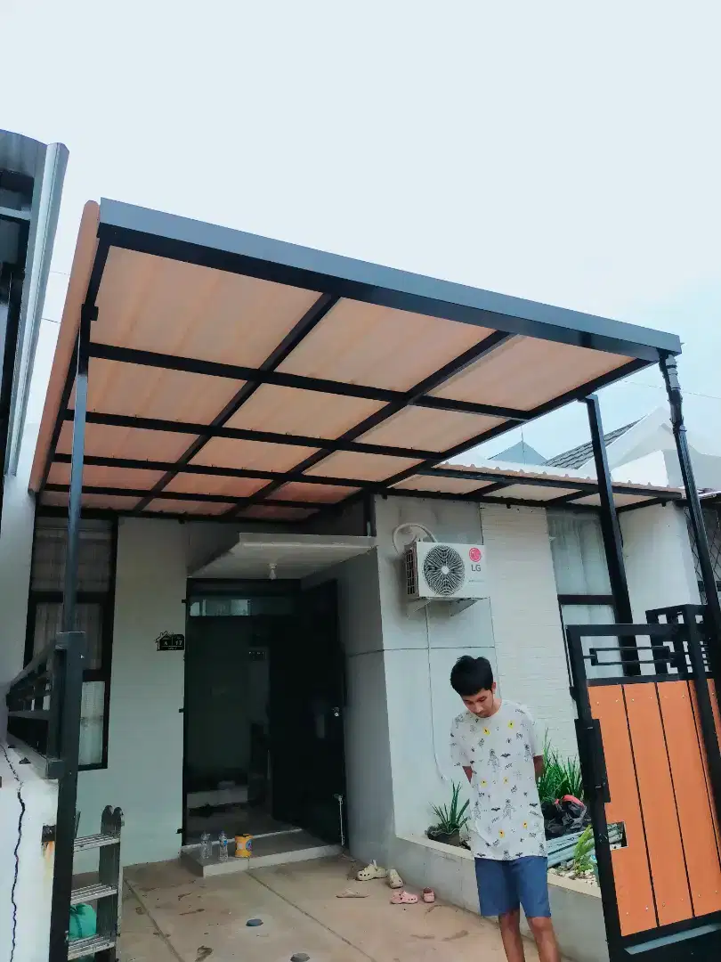 kanopi alderon rangka besi hollow galvanis