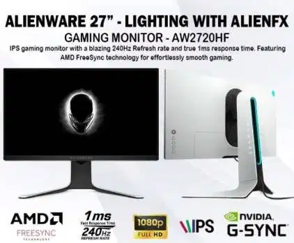 monitor Alienware AW2720HF 240Hz Gaming Monitor 27 1ms Response Time
