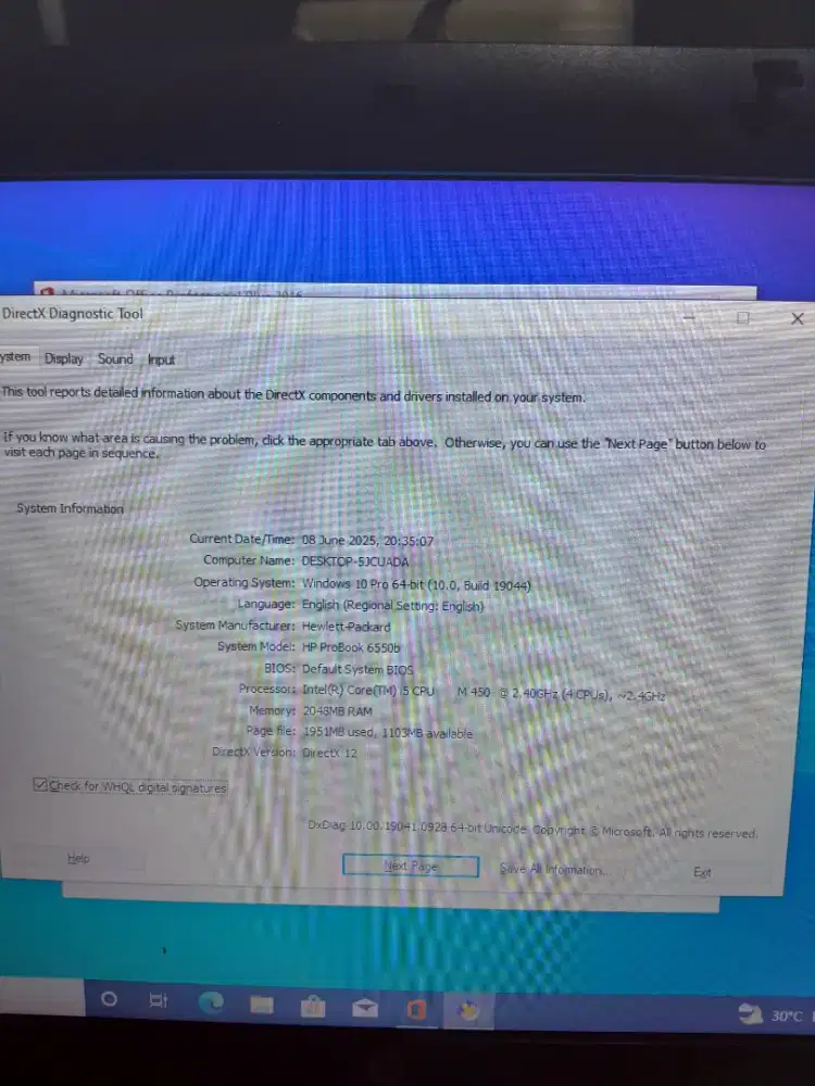 Laptop hp probook 6550b core i5 bekas