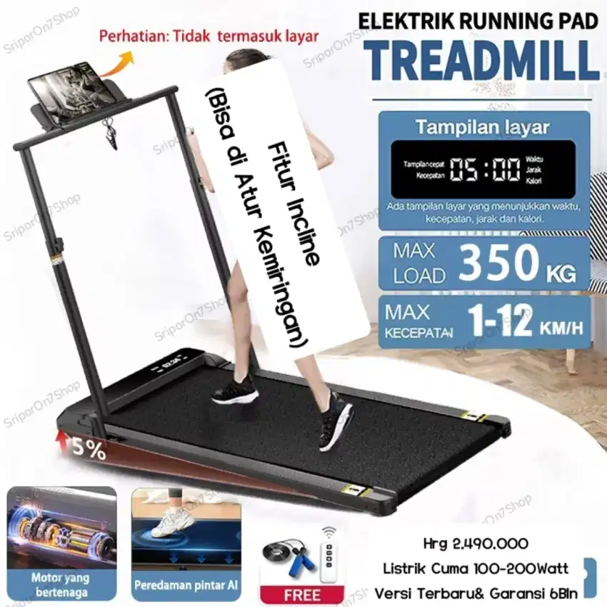 Treadmill Listrik Dengan Fitur incline (Menanjak)