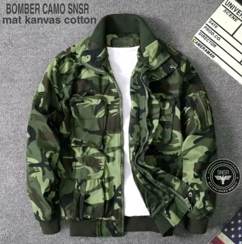 Jaket bomber loreng warna hijau bagus