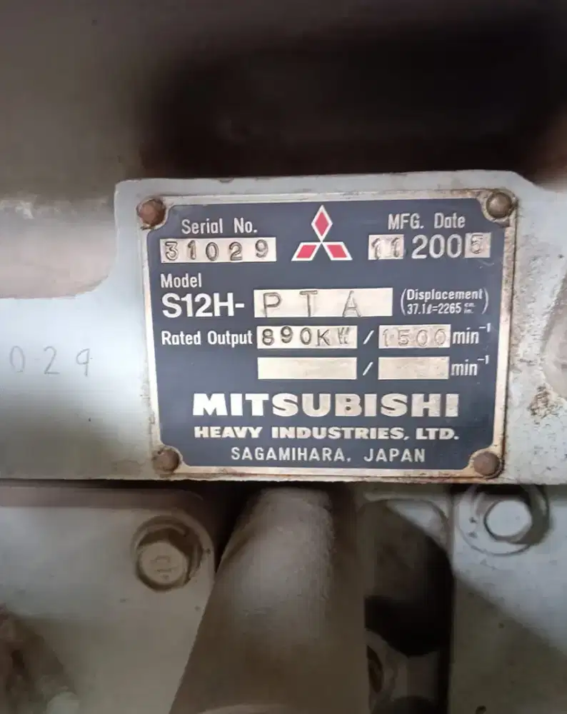 Genset Mitsubishi S12H-PTA 1000 KVA Tahun 2005