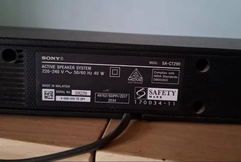 Sound bar SONY tipe SA CT 290