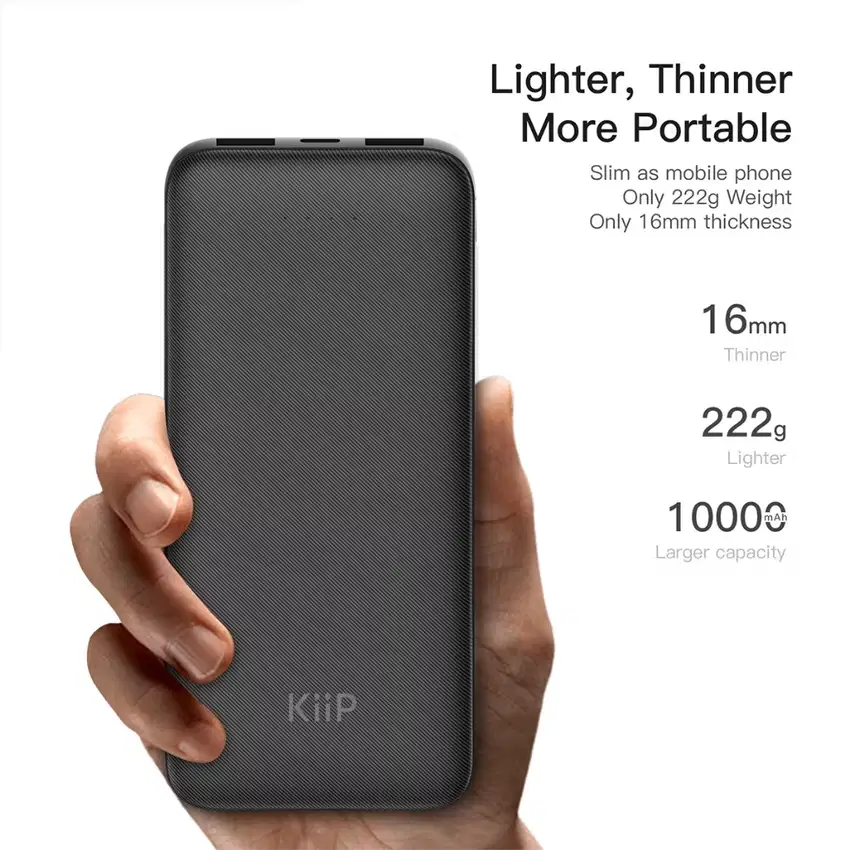 Kiip E33 Powerbank slim 10000mah Dual output & Dual input